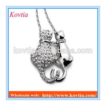 Fashion two cats necklace collier couple / lover necklace